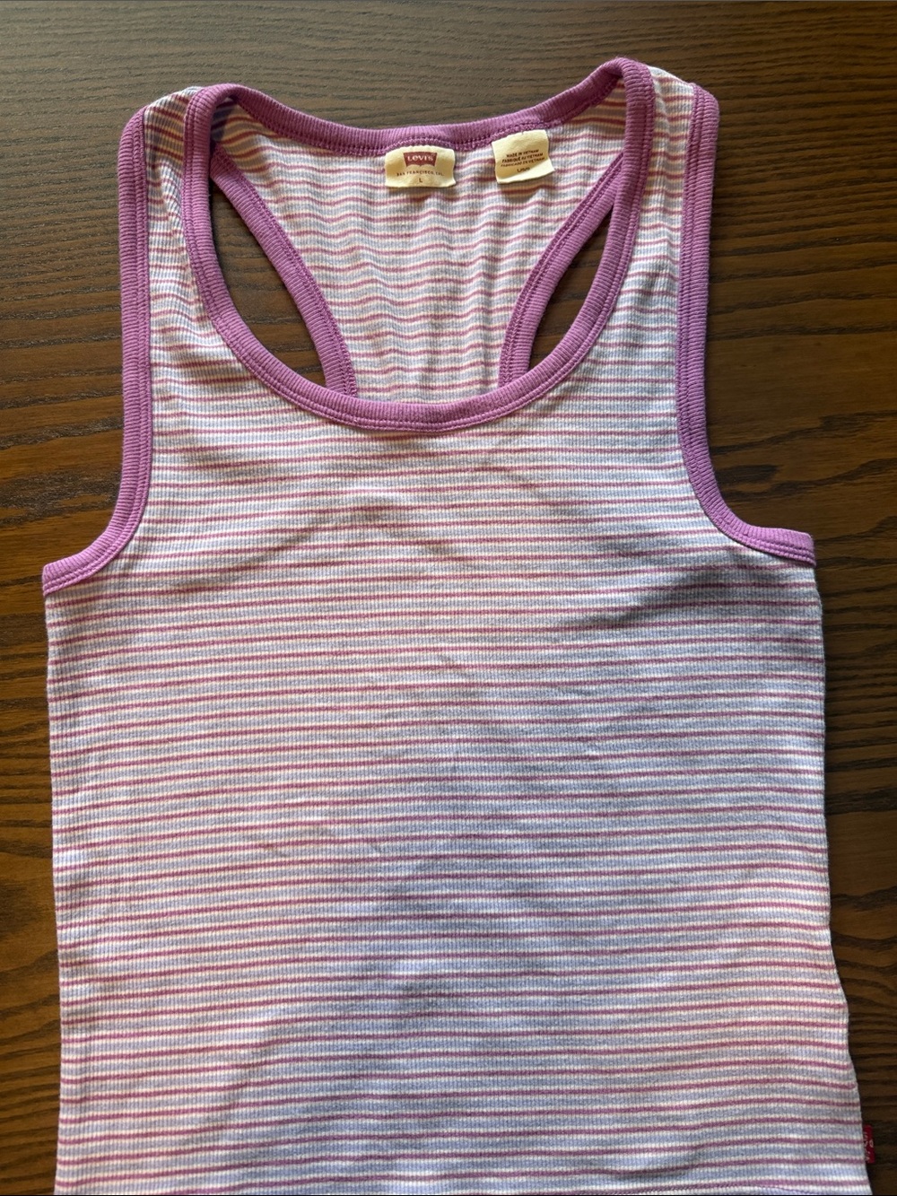 Levi's Pink and White Striped Racerback Tank